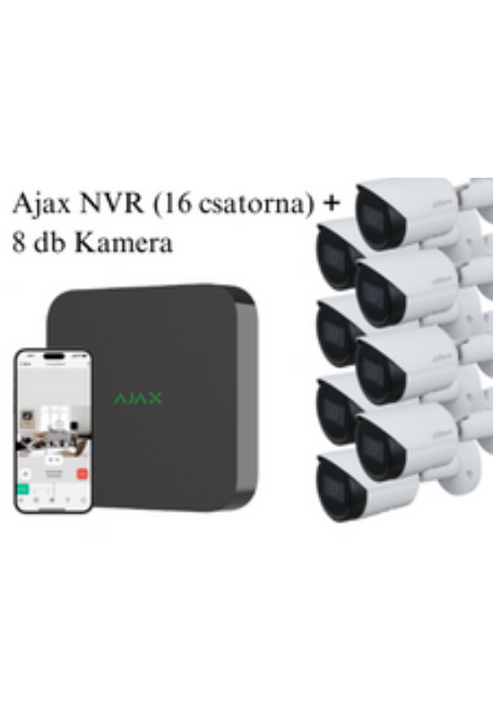 AJAX NVR WH - 16 Csatornás hálózati rögzítő + 8 db Dahua IPC-HFW2241S-S-0360B 2 Mpx-es IP kamera